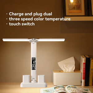 Vietnamese Factory's Rechargeable LED Desk <strong>Lamp</strong> Eye-Protecting Double-Ended Flicker-Free White Features <strong>Time</strong> Temperature Panel - Product Image 5