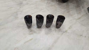 Saniya Handicrafts Customized Logo Printed Polished Black Glass Drinking <strong>Horn</strong> <strong>Cup</strong> Inspired by the Buffalo Viking Animal Style - Product Image 2
