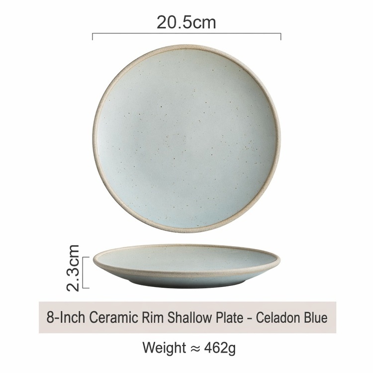 8 inch round celadon blue