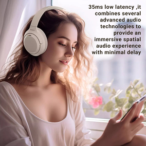 หูฟัง ENC ไฮบริดไร้สาย Hi-Fi Hi-Res คู่ตัดเสียงรบกวนแบบแอคทีฟพร้อมการเล่นเกมเสียงเชิงพื้นที่ส่วนบุคคลแบบครอบหูแบบครอบหู - Product Image 3