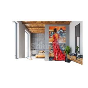 Tay cắt 6mm dày tường bức tranh tường cổ điển thực vật mô hình cho phòng tắm ăn uống khách sạn trường học - Product Image 2