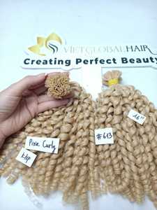 K- <strong>Tip</strong> : Pixie Curly Blonde Color 100% Human Hair Raw Vietnamese Hair <strong>Top</strong> 1 Vietnam