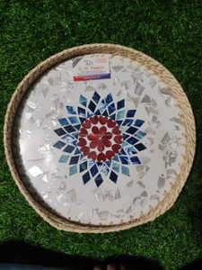 ラタンラッカートレイシェル付きインレイ自然装飾トレイインド製 - Product Image 2