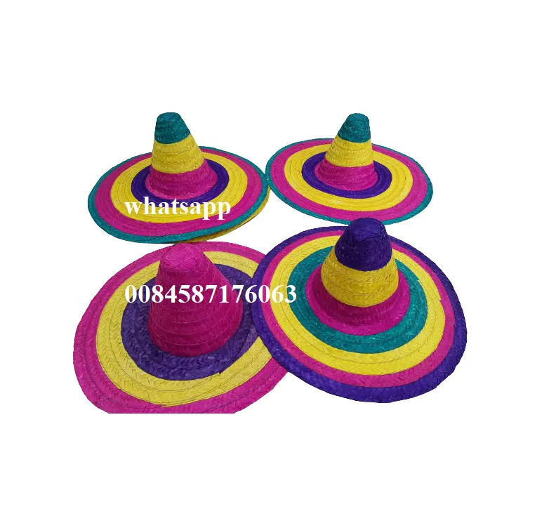 Gran oferta, Sombrero de paja mexicano Multicolor, sombrero de paja de color Natural, sombrero de vaquero de paja, fiesta de verano, sandy99gdgmailcom