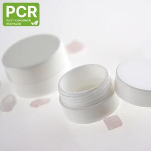 5ml 100% <span class=keywords><strong>PCR</strong></span> PP çevre dostu beyaz geri dönüşümlü plastik yuvarlak krem kavanoz sevimli Mini örnek kavanoz ücretsiz test (IN05-PCRPP)