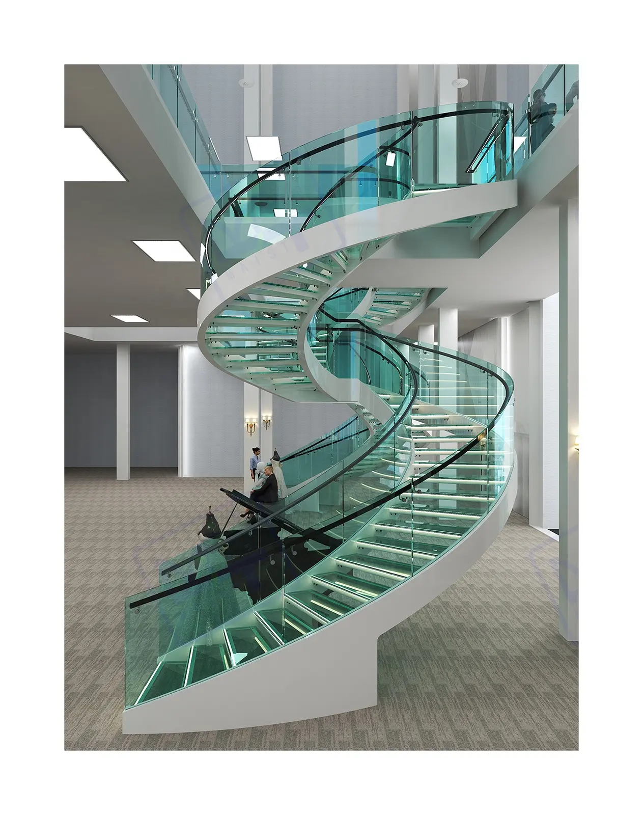 New Installation Structure Of Laminated Tempered Glass Stainless Steel Rails Stairs "Maist" Staircase Company Patented Products