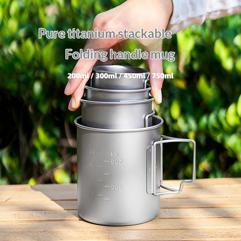 Mug en titane pur de 300 ml (avec sac de rangement inclus)
