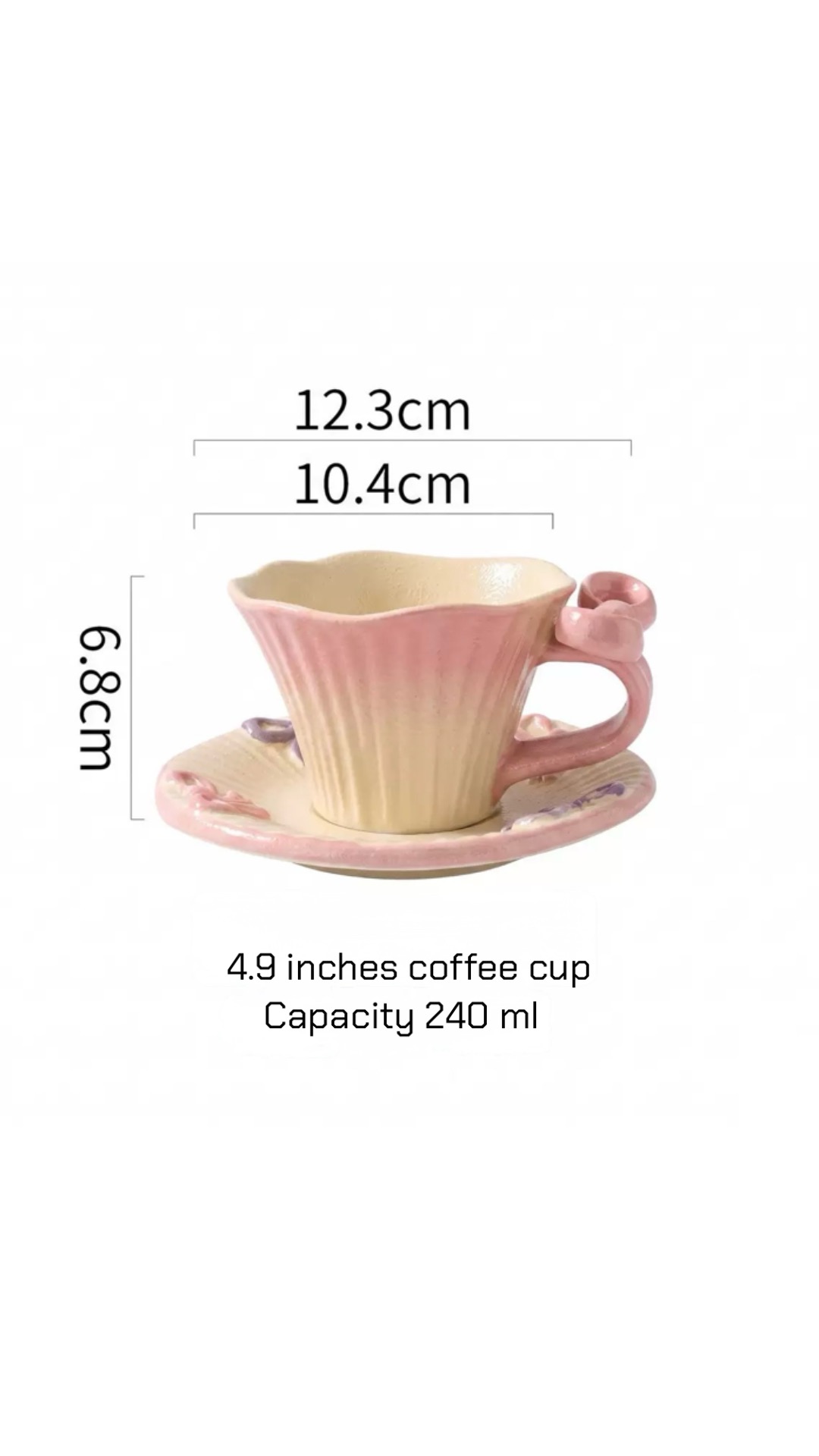 Juego de tazas de café de 4,9 pulgadas (rosa)