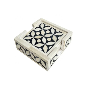 Modern 4-Piece özelleştirilebilir Logo ahşap bardak altlığı seti yüksek kaliteli kemik kakma tasarım çay ve sehpa kullanımı için hindistan - Product Image 2