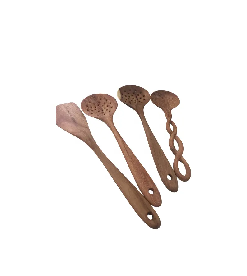 Set di spatole in legno di acacia naturale per utensili da cucina in legno fatti a mano set di utensili da tavola (0084587176063 di whatsapp)