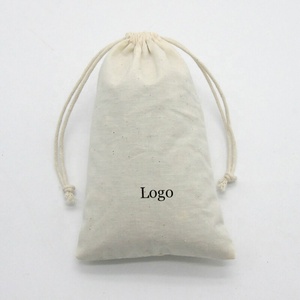 100% Cotton Reusable Drawstring Pouch Customized Small Muslin Bag for Organic <strong>Produce</strong> for Shopping with Logo Print - Product Image 5