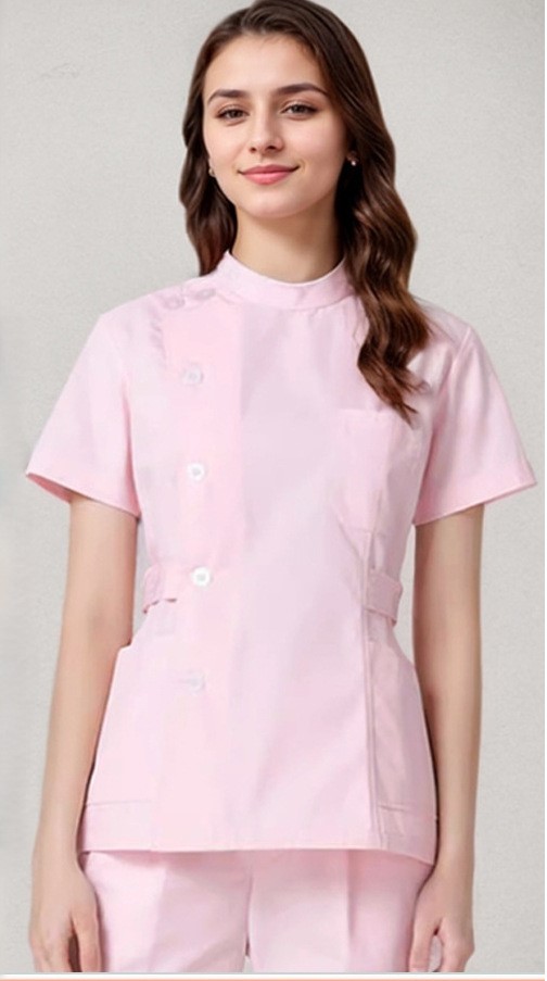 Haut et pantalon à manches courtes et col montant rose