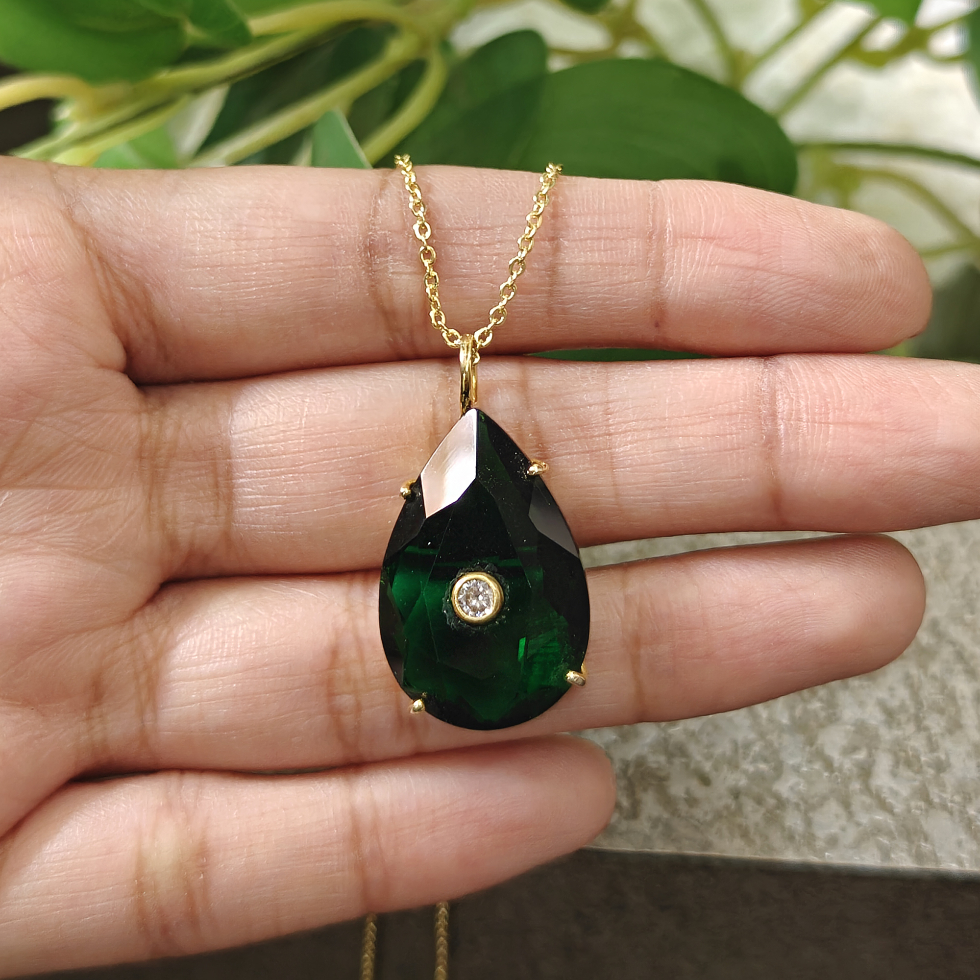 3. Green Emerald Quartz & White CZ
