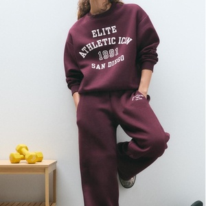 Streetwear Women Custom Logo Printed 2 Piece Set Sweatpants Jogger Sweat <strong>Suit</strong> <strong>Ladies</strong> Tracksuit Screen Printing Hoodie Trousers - Product Image 1