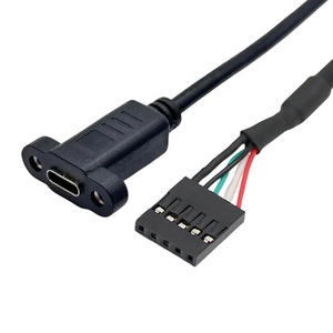 カスタムマザーボード2.54Mmヘッダー5ピンUsb Type-C Usb-C女性インターフェースパネルマウントソケットアダプター延長ケーブル