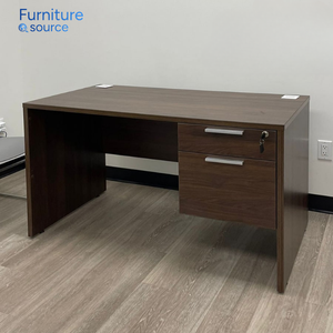 Escritorio de oficina simple, estación de trabajo con diseño de dos cajones, mesa rentable con soporte para CPU y gabinete - Product Image 1