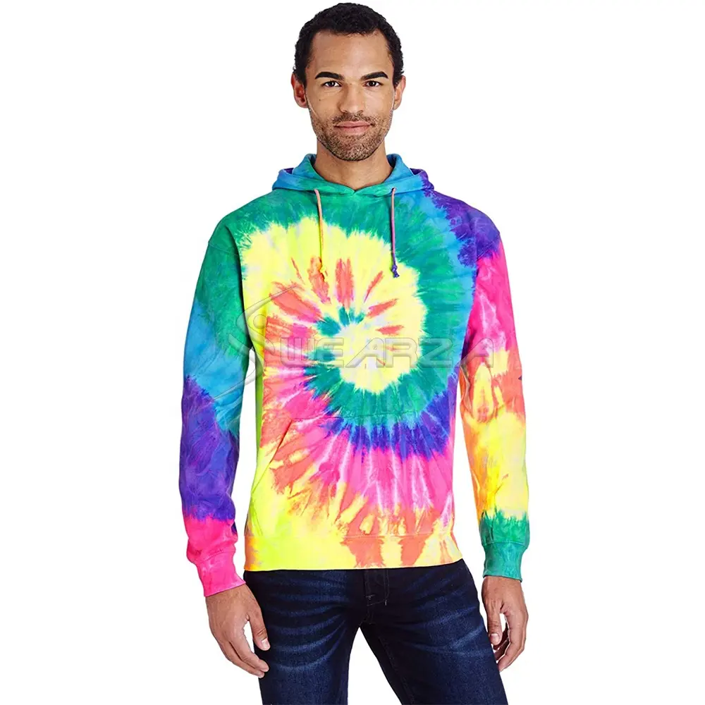 2024 ropa informal para hombres pulóver personalizado Tie Dye Hoodie hombres ropa Casual al por mayor 430 GSM poliéster Fleece Tie Dye Hoodies