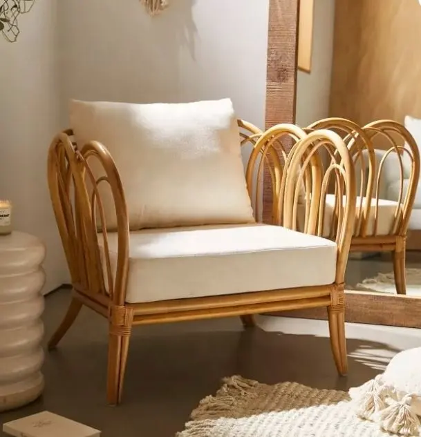 Mobiliário rattan natural forte de luxo, cadeira em rattan/sofá de assento feita à mão, direto de fábrica, sofá de jardim