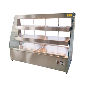1.5米三层加热显示器，用于熟食店烤肉50-70 ℃ 不锈钢开口正面