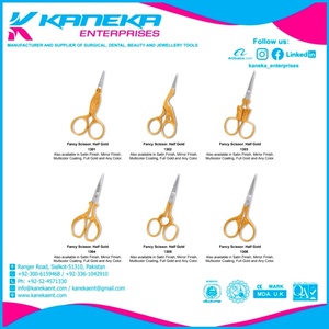 Professional Cosmetic Tools Custom Logo Stainless Steel Embossed Handle Beauty Scissors Gold Plated Straight <strong>Fancy</strong> Curved <strong>Sharp</strong>