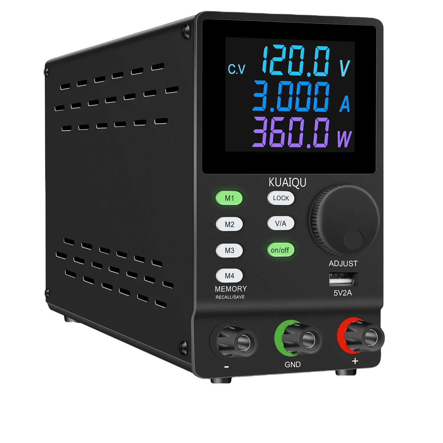 KUAIQU SPPS1203D 120V 3A Fuente de alimentación de CC de conmutación ajustable programable con pantalla a color 4 juegos de funciones de almacenamiento