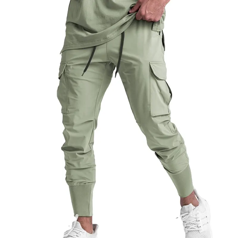 Pantalon de jogging Cargo kaki hommes mince vente en gros personnalisé 100 coton hommes décontracté plaine OEM poches mer XXS Chine Technics Long article mouche