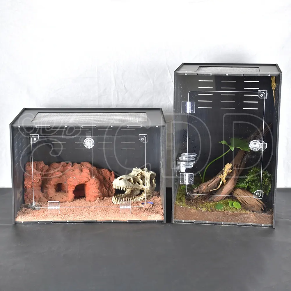 16x16x24 inch black tall gecko display case enclosure arboreal reptile bioactive terrarium PVC tank cage for crested gecko