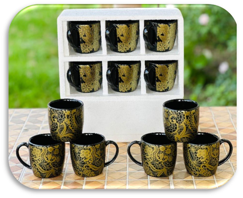 Black With Golden Flower Print