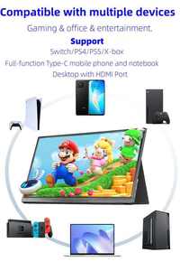 Monitor portátil de pantalla dual de 14/15, 6/16 pulgadas con interfaz USB C 1920x120 0/2, 5K/4K táctil 60HZ/144HZ/155HZ tipo C - Product Image 4
