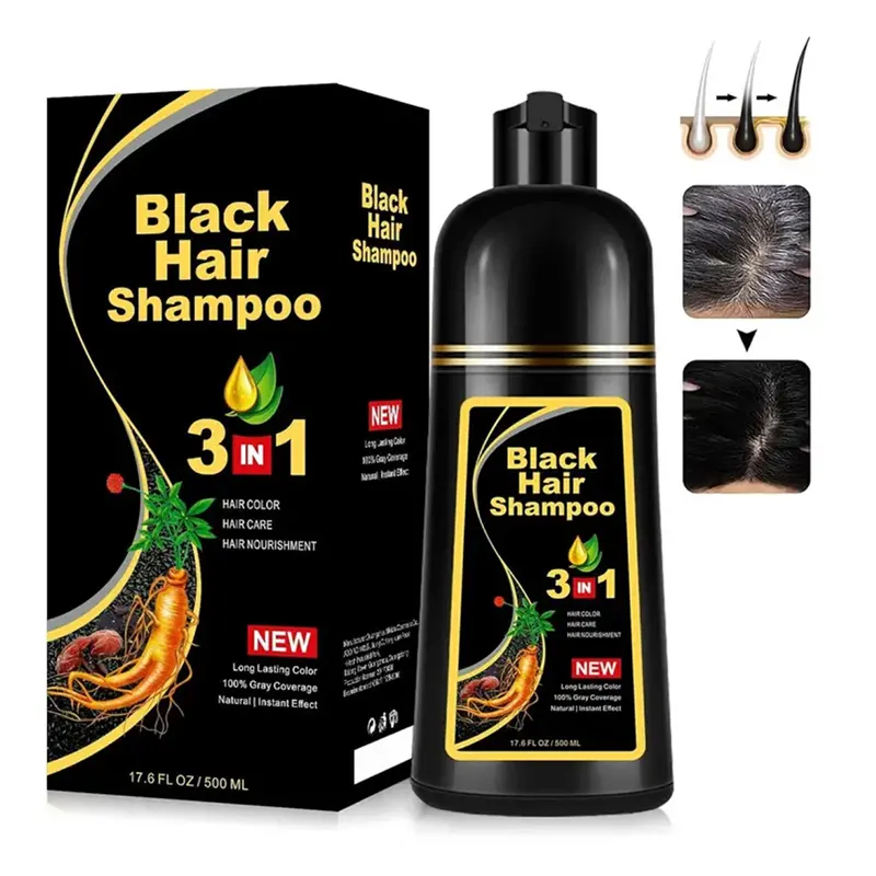 Champú para teñir el cabello marrón oscuro con etiqueta privada personalizada DY al por mayor permanente para hombres y mujeres champú para teñir el cabello instantáneamente