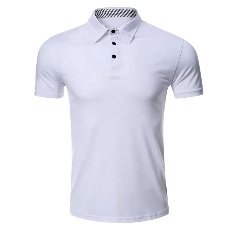 Kısa kollu düz beyaz renk dikiş erkek giyim Polo T Shirt fabrika benzersiz tasarım erkekler T gömlek yumuşak pamuk golf polo