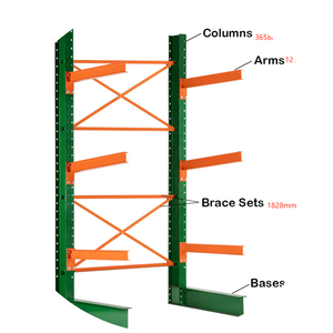 Estantería de tubería larga de doble cara Sistema de estante en voladizo Equipo de almacén para almacenamiento en estantes de estructura de perno de Vietnam - Product Image 4