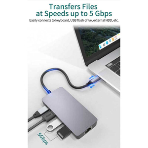 4K HDTV USB พอร์ตแบบพกพา8 in 1ฮับ USB-C เชื่อมต่อหลายสถานีเครือข่าย Type C HUB 4K GIG abit Ethernet - Product Image 6