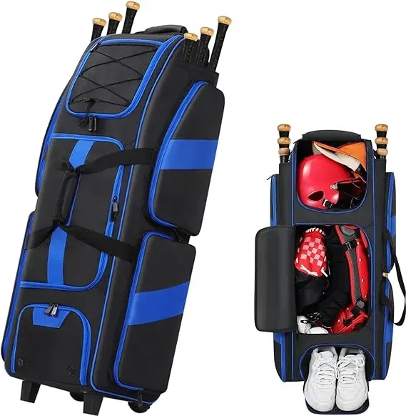 스포츠 사용자 정의 하이 퀄리티 라크로스 필드 하키 배낭 더플 롤링 휠 가방 T 공 소프트볼 야구 포수 트롤리 가방