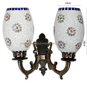 Double Dome Glass Wall <strong>Lamp</strong> for Living &amp; Home Decoration <strong>Lamp</strong> Multicolour Set <strong>of</strong> 2 Made in <strong>India</strong> Made by Metal Overseas