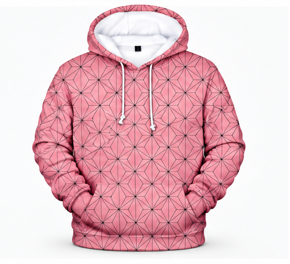 Pink Geometric Pattern Hoodie