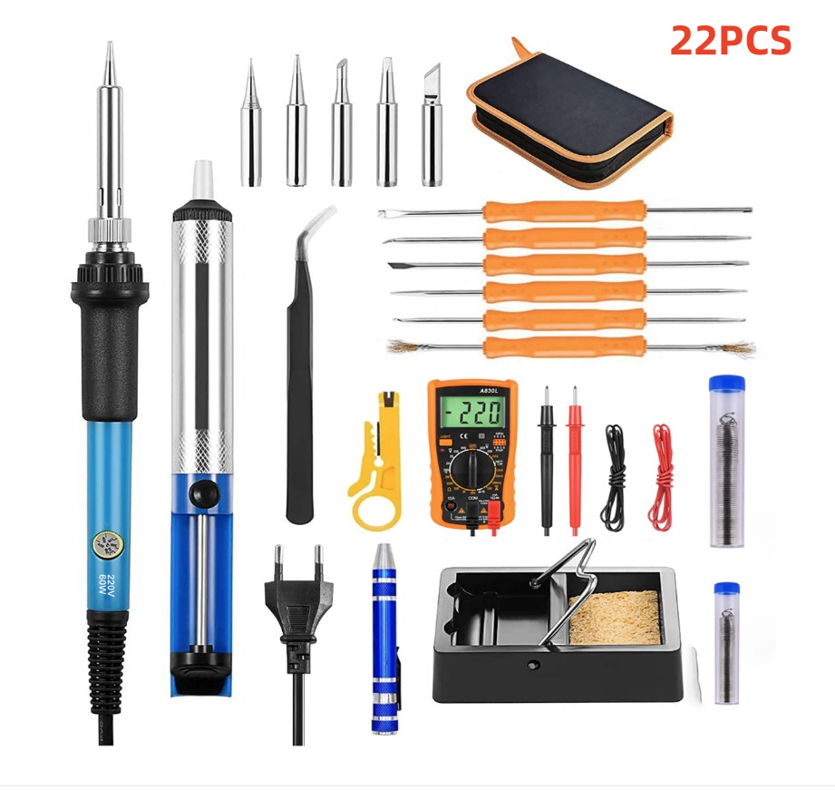 Kit de contrôle de température bleu, petite taille, prise européenne, 22 pièces.