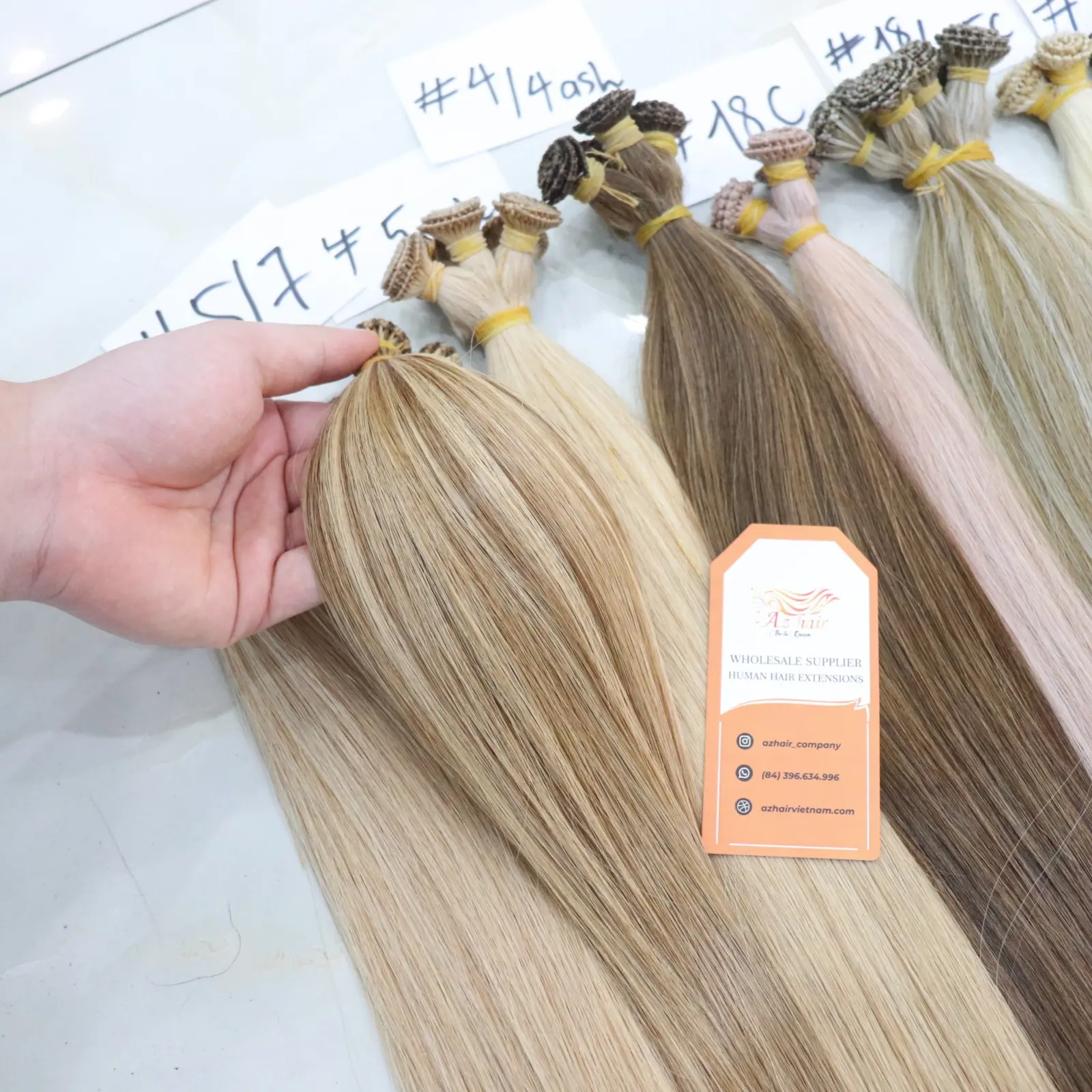 Groothandel 100% Vietnamese Human Virgin Remy Hair Extensions Dik En Hand Gebonden Inslag Dubbel Getrokken Handtied
