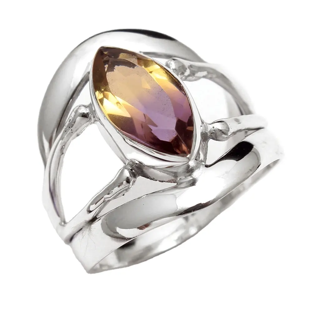 Nuevo especial diseñador citrino de ametrina Topacio rubí zafiro Esmeralda piedra hecho a mano de piedras preciosas de Plata de Ley 925 anillo de plata de la joyería