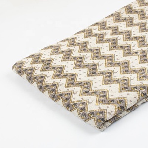 Hint geleneksel el-blok baskılı pamuk Kantha kumaş Zig Zag desen ev tekstili giyim ve çanta kullanımı için - Product Image 1