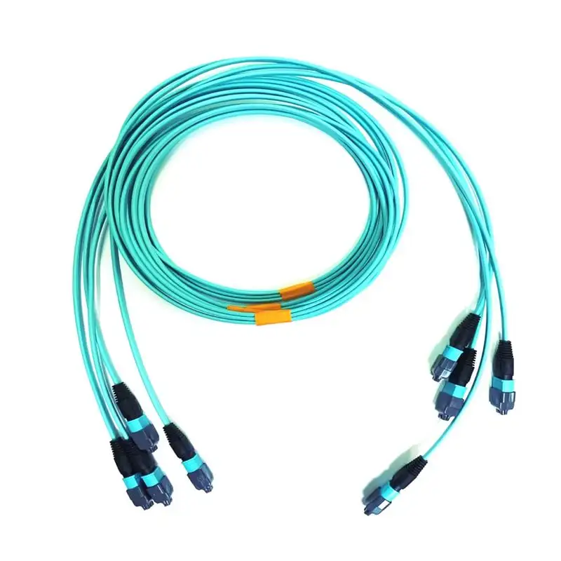 48Cores OM3/OM4 Multi Mode MTP MPO serat optik kabel bagasi Breakout kabel Patch untuk pusat Data besar