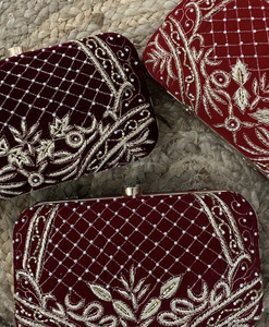 Artesanato De Luxo Indiano Handmade Bordado Clutch Bag Mulheres Pérola Balde Casamentos Étnicos Partes Preço Baixo Coin Storage Purse