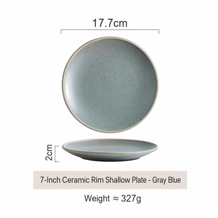 7 inch round gray blue