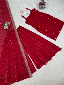 Zarif Jimi Choo konu ve dizisi çalışma Kurti Plazo ve dantel sınır Dupatta ile 3XL ile XXL boyutları M giymek için hazır Set - Product Image 5