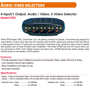 Interruptor Selector RCA AV de 4 entradas y 1 salida de Audio/vídeo, gran oferta de fábrica
