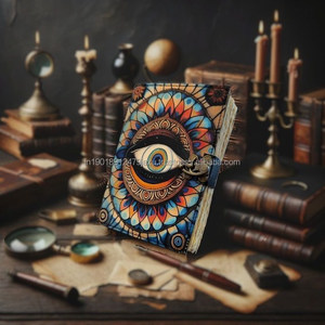 Buy Genuine Leather Journal <strong>Notebook</strong> Diary Deckle Edge Paper Grimoire Printed Diary Eye of Providence Book of Spells <strong>Notebook</strong> - Product Image 2