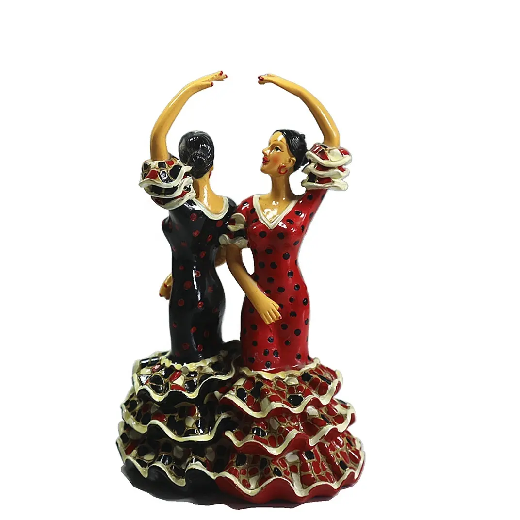 Statue de Flamenco Sculpture danseuse femme Figurine cadeaux polyrésine décor maison Duo danse Arts