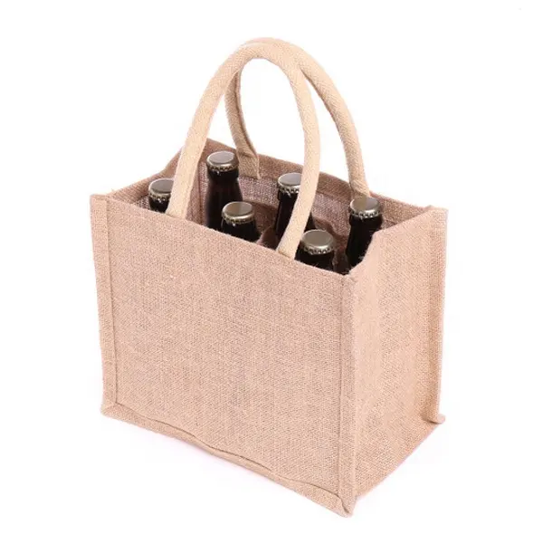 Premium Quality 4 Bottles Jute Wine Bag Natural with Customized Printing for Promotion Custom From Indian Manufacturer