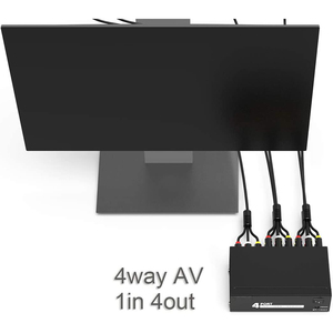 Distribuidor de audio y vídeo con 4 puertos RCA, divisor AV, 1 entrada ke, 4 salidas, adaptador de corriente dengan
