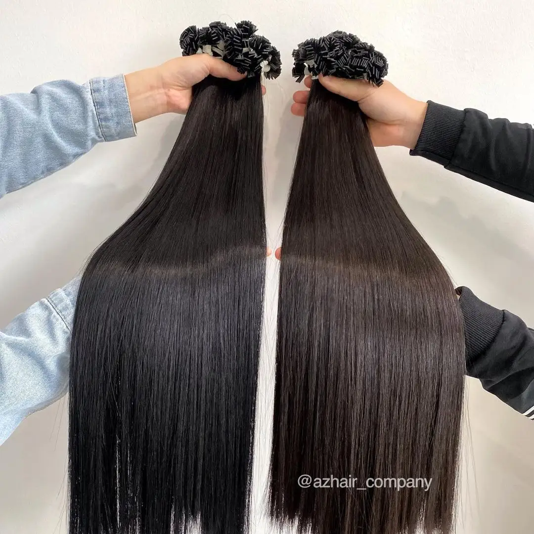 Extensões de cabelo personalizadas lisas, extensões de cabelo de longa duração com queratina